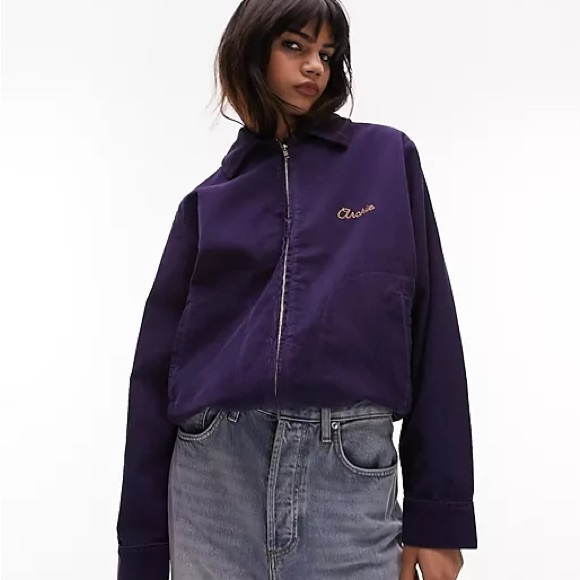 Topshop Corduroy Navy Zip Jacket - Picture 3 of 4